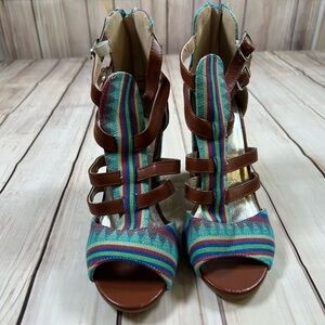 Colorful Strappy Women's Heels/Sandals. Size 7/8